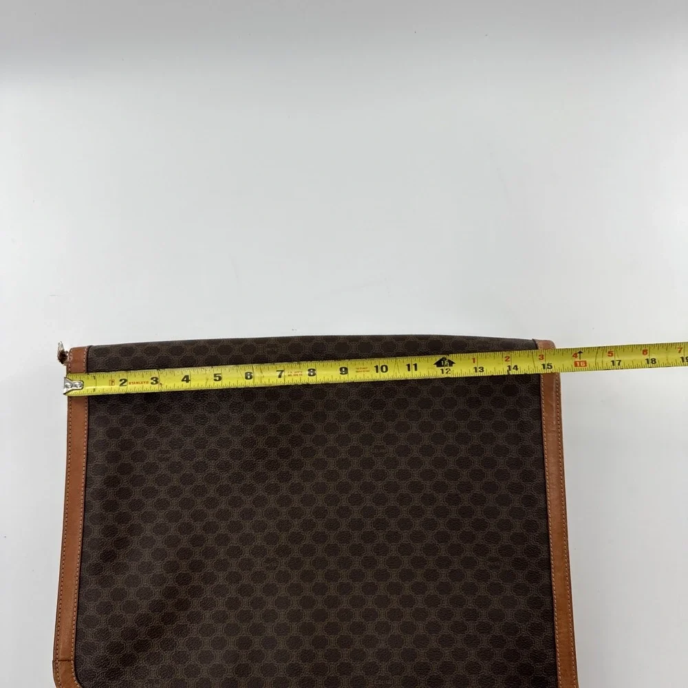 Vintage CELINE Macadam Canvas Briefcase PVC Leather Brown M11 Zippered Laptop